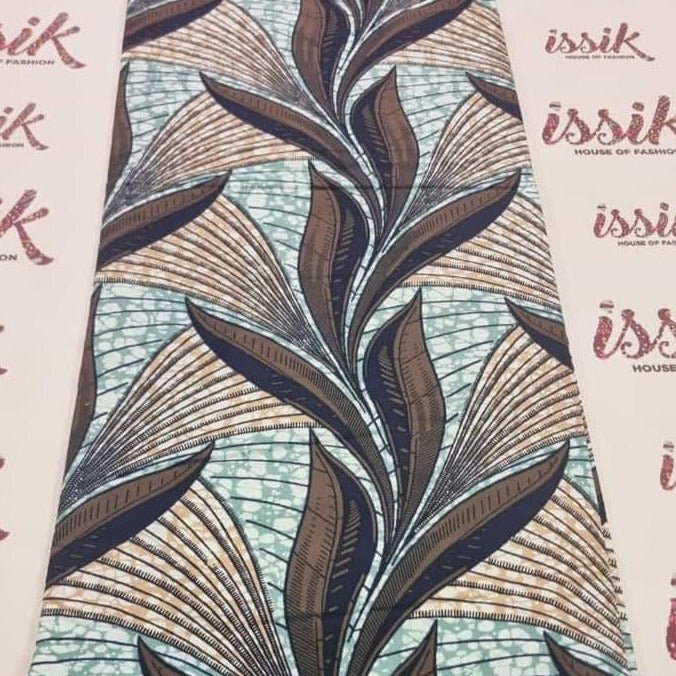 Blue, Brown and Cream African Print Fabric - ak40206 - House of Prints