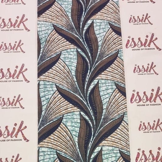 Blue, Brown and Cream African Print Fabric - ak40206 - House of Prints