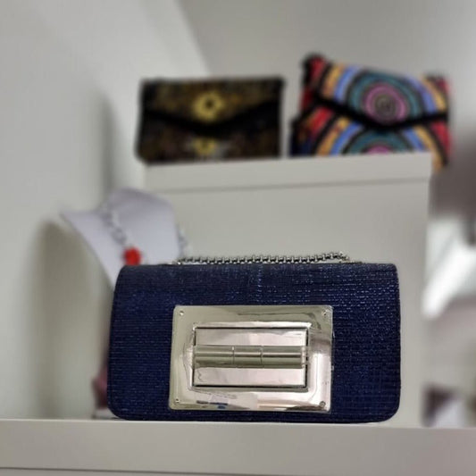 Blue Damask Mini Tote Bag - House of Prints