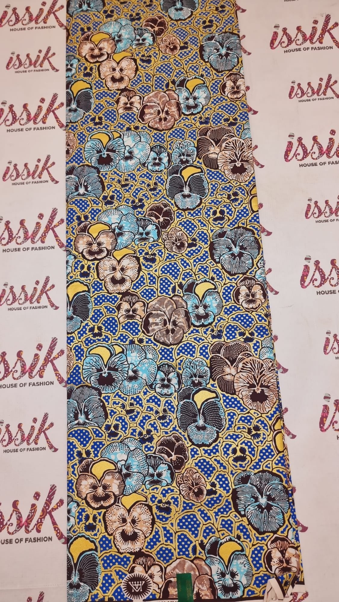 Blue Embellished Gold African Print Fabric - akgld030 - House of Prints