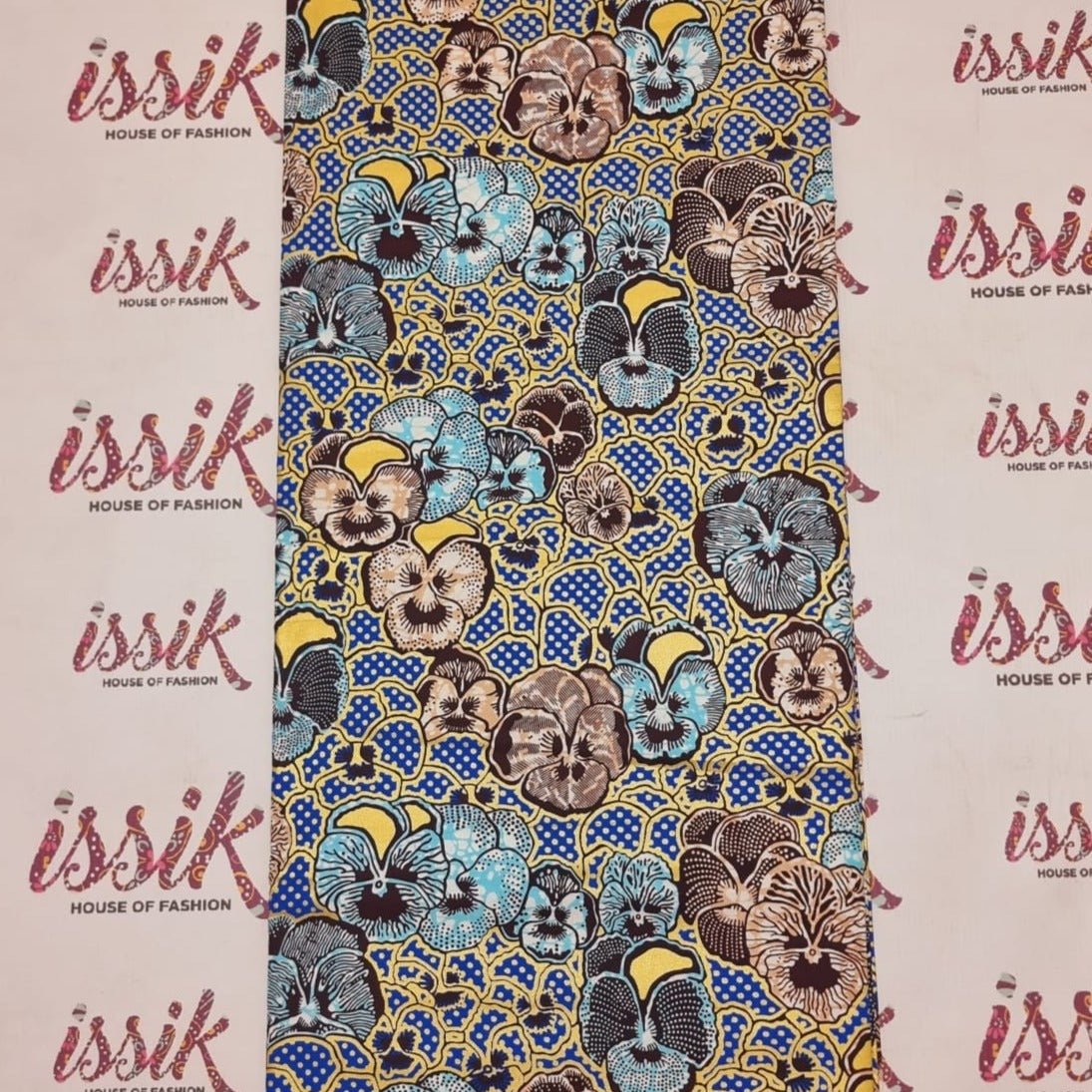 Blue Embellished Gold African Print Fabric - akgld030 - House of Prints