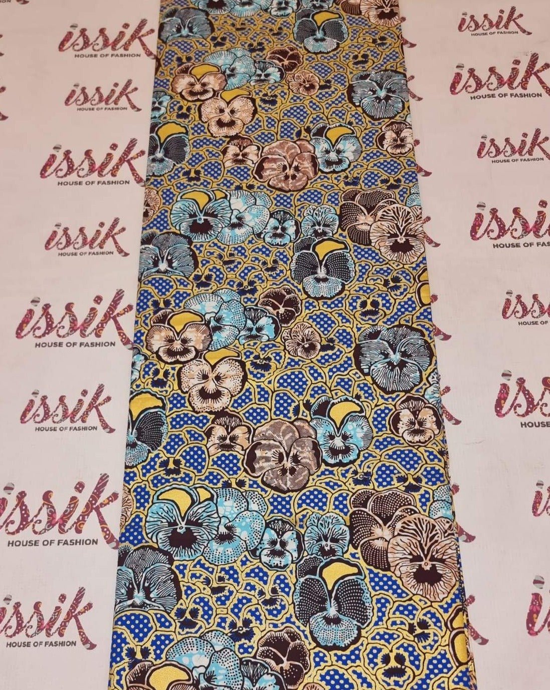 Blue Embellished Gold African Print Fabric - akgld030 - House of Prints