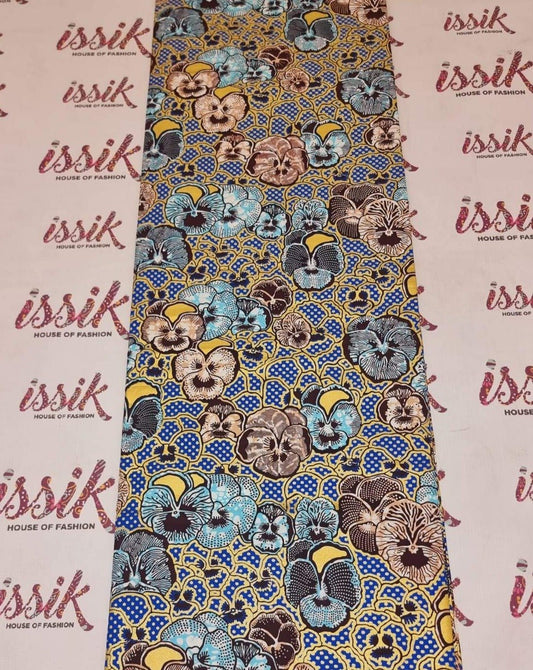 Blue Embellished Gold African Print Fabric - akgld030 - House of Prints