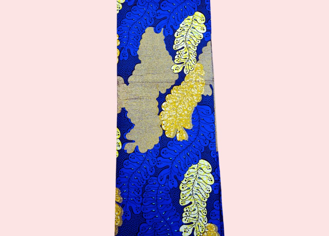 Blue Embellished Gold Ankara Fabric - House of Prints