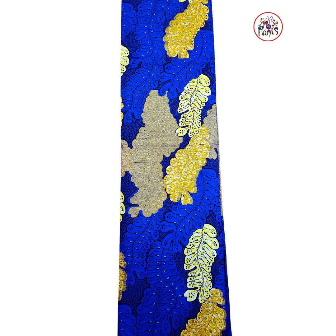 Blue Embellished Gold Ankara Fabric - House of Prints