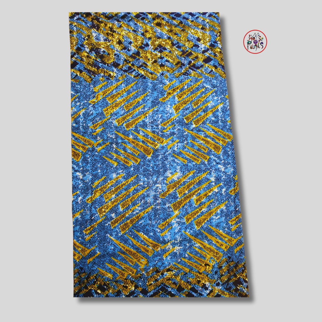 Blue, Gold & Black Ankara Fabric - House of Prints