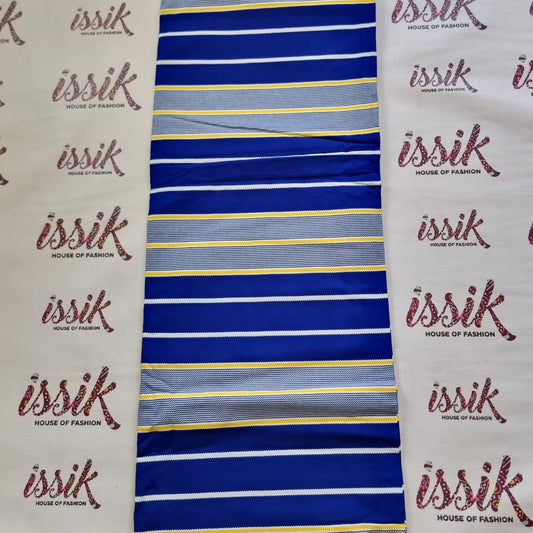 Blue, Grey & Yellow Aso-Oke Ankara - House of Prints