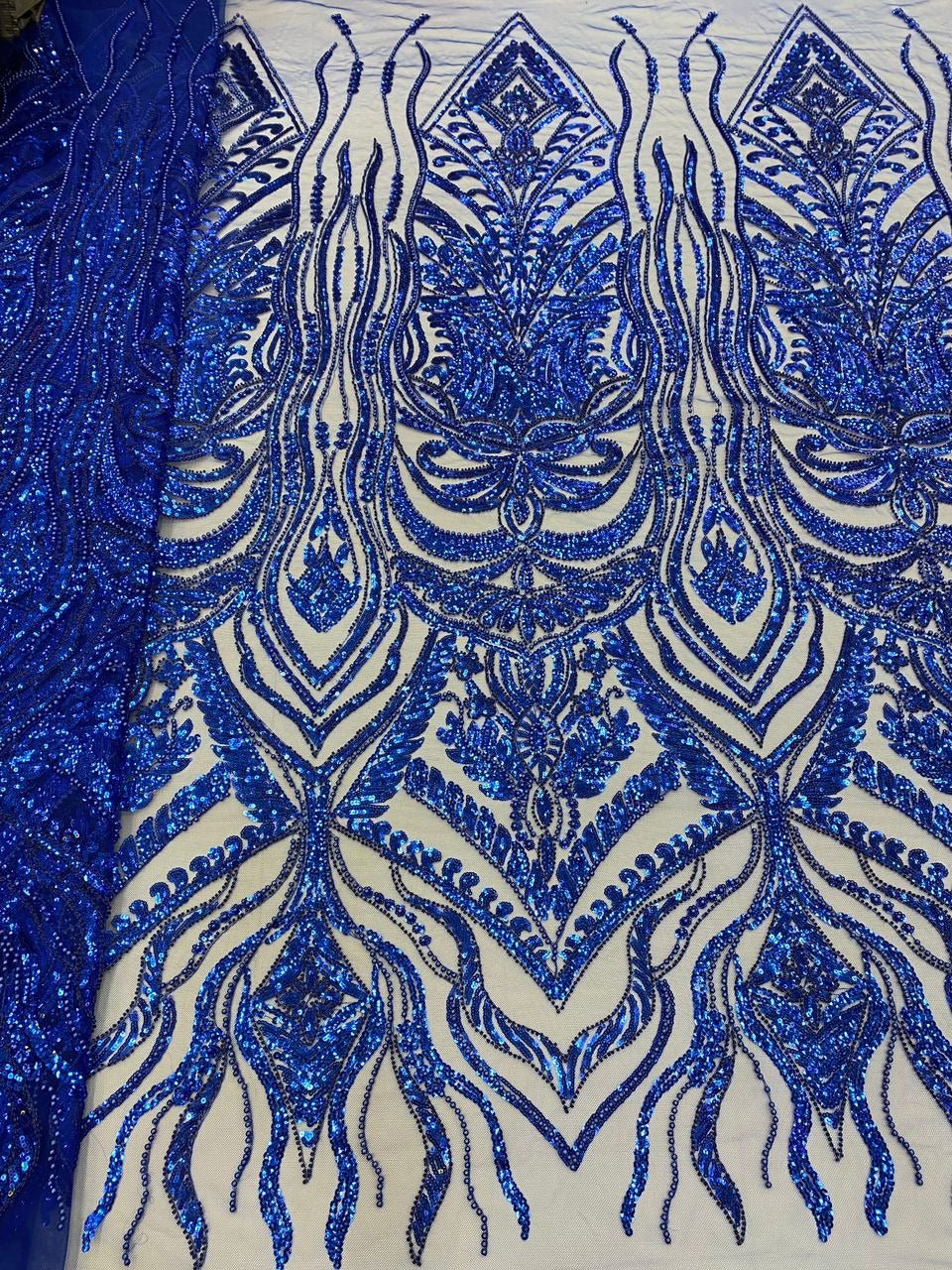 Blue Hand Beaded Lace - ial088 - House of Prints
