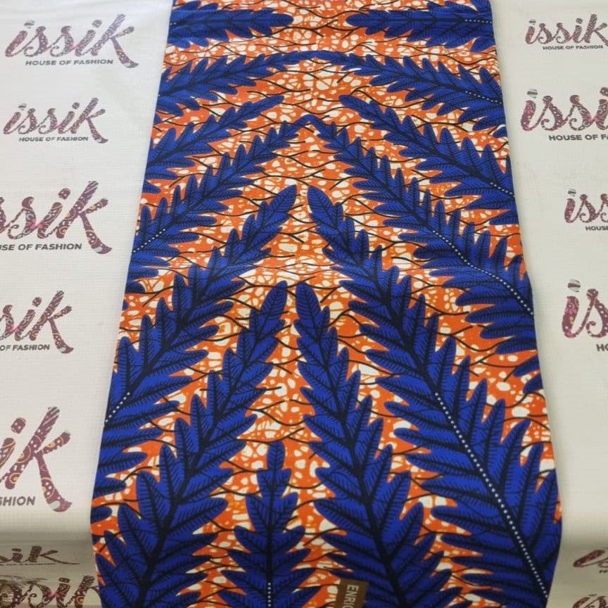 Blue & Orange African Print Fabric - House of Prints