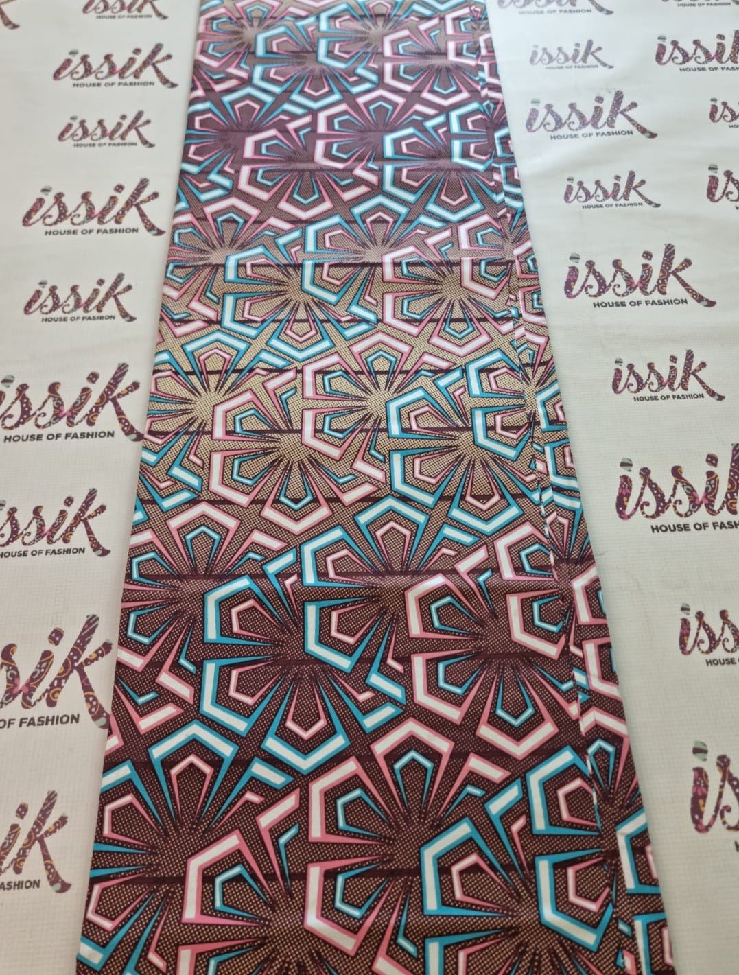 Blue & Pink Embellished African Print Fabric - House of Prints