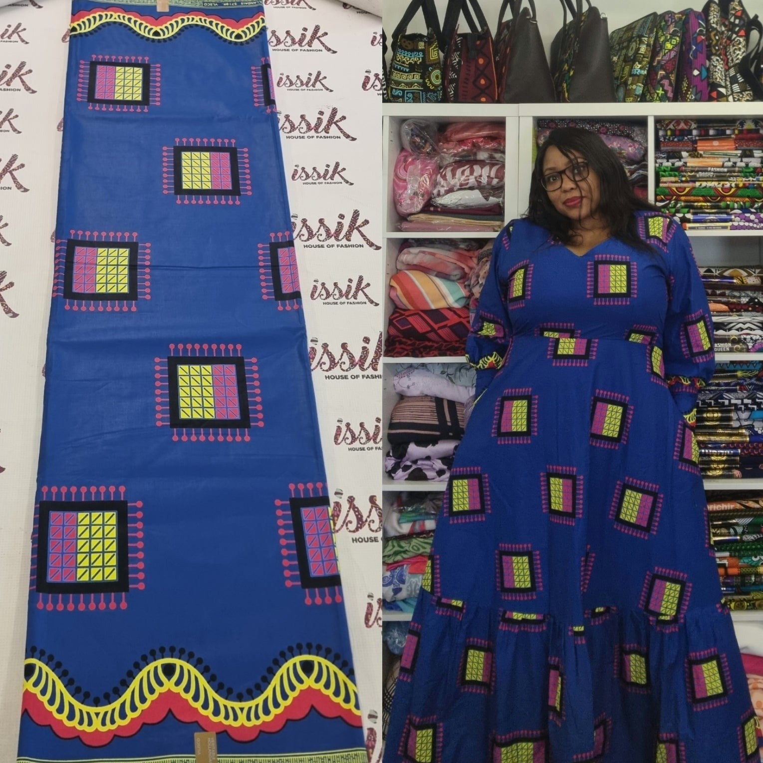 Blue, Pink & Yellow Ankara Fabric - ak40196 - House of Prints
