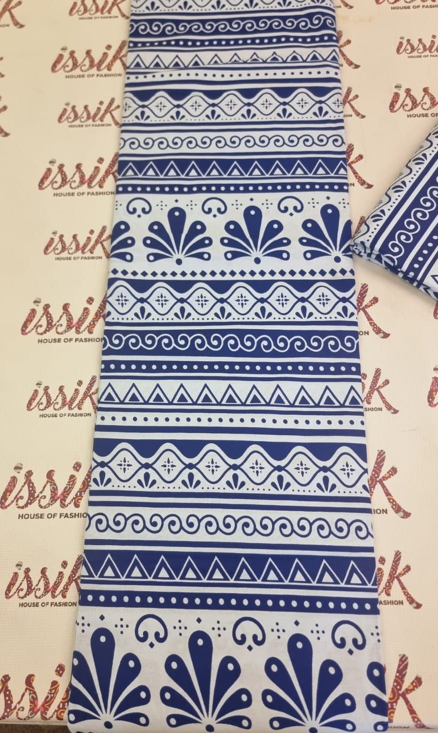 Blue & White African Print Fabric - House of Prints