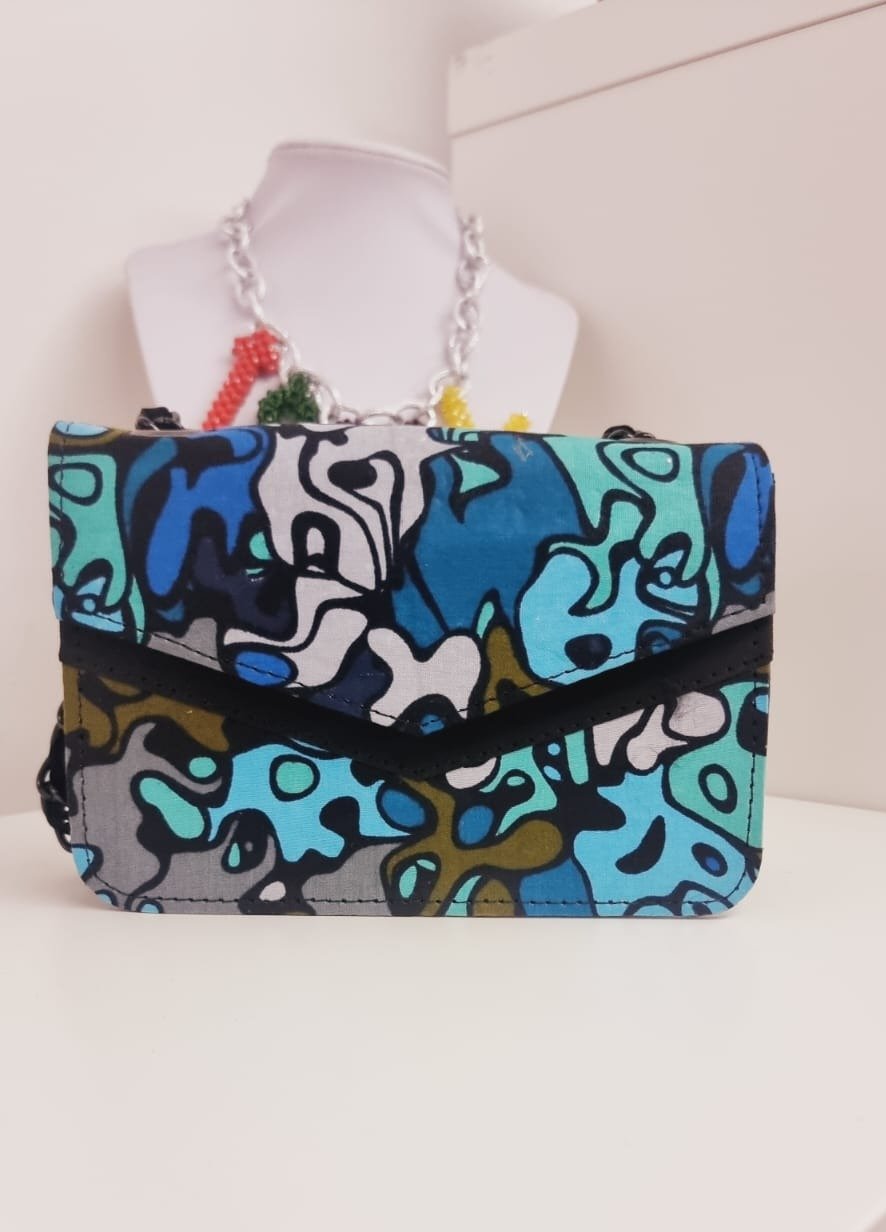 Blue, White and Brown Mini Tote Bag - House of Prints