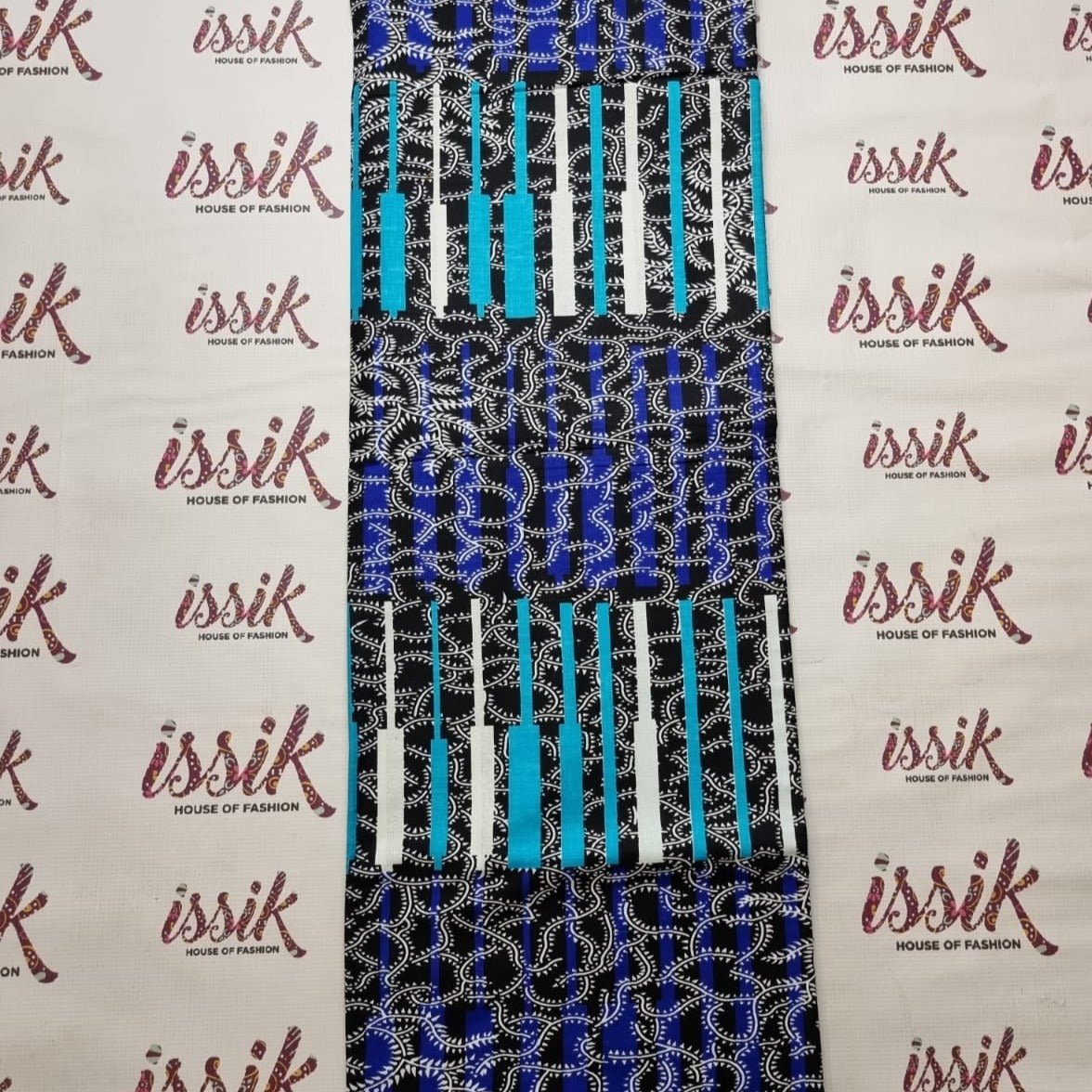 Blue, White & Black Ankara Fabric - issak4013 - House of Prints