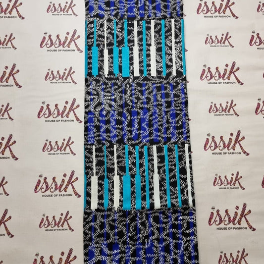 Blue, White & Black Ankara Fabric - issak4013 - House of Prints