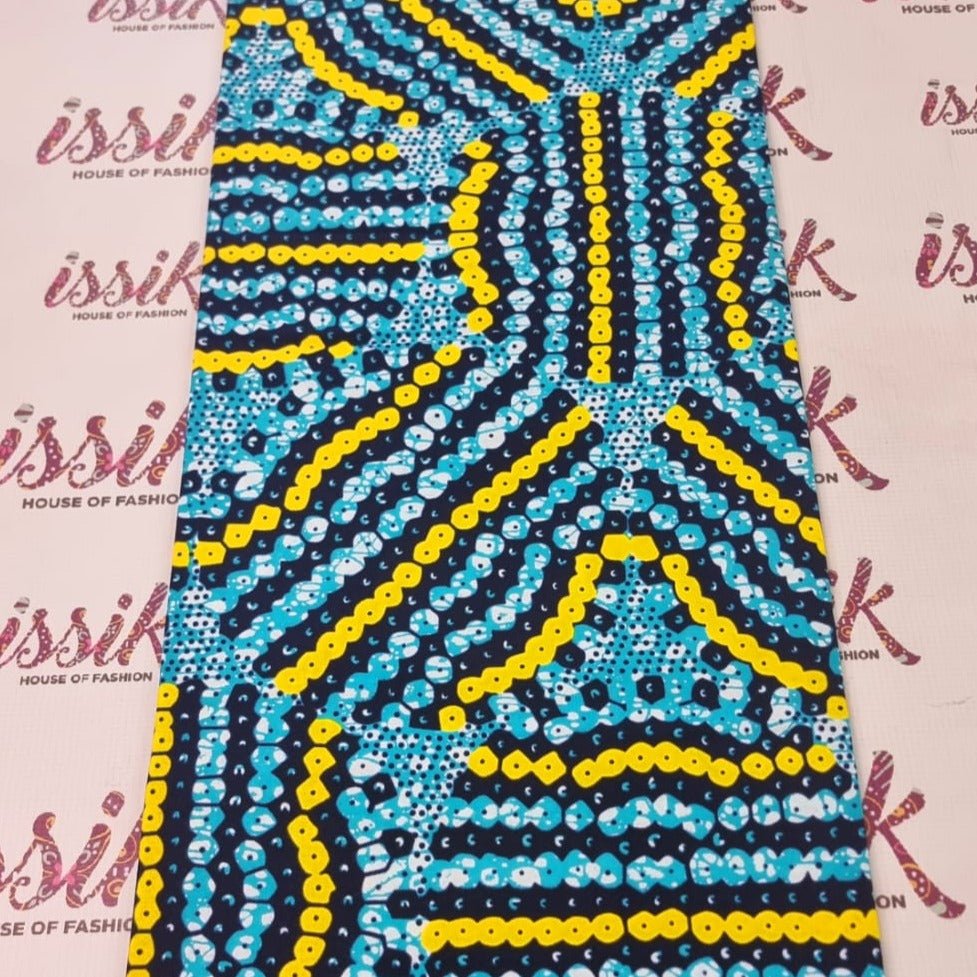 Blue & Yellow African Print Fabric - House of Prints