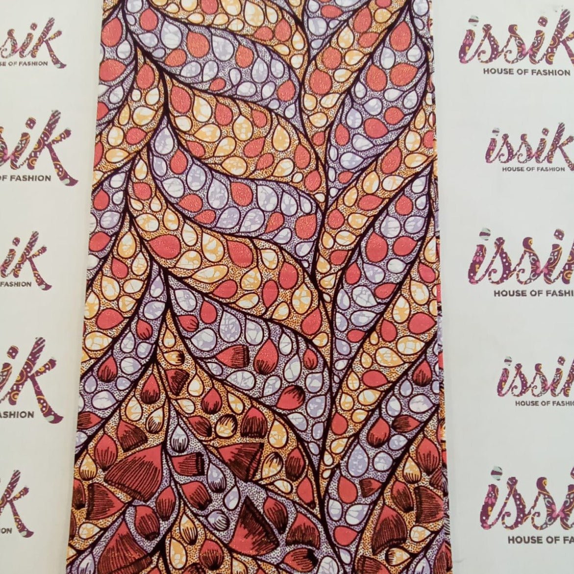 Brown and Lilac Embellished Gold African Print Fabric - House of Prints