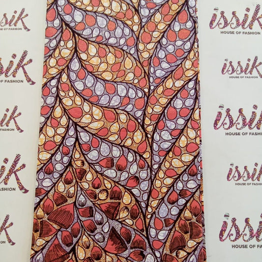 Brown and Lilac Embellished Gold African Print Fabric - House of Prints