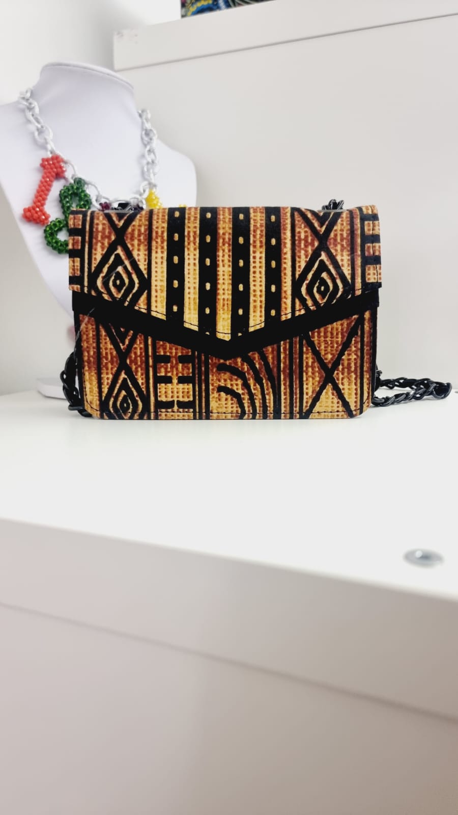 Brown & Black Tribal Print Mini Tote Bag - House of Prints