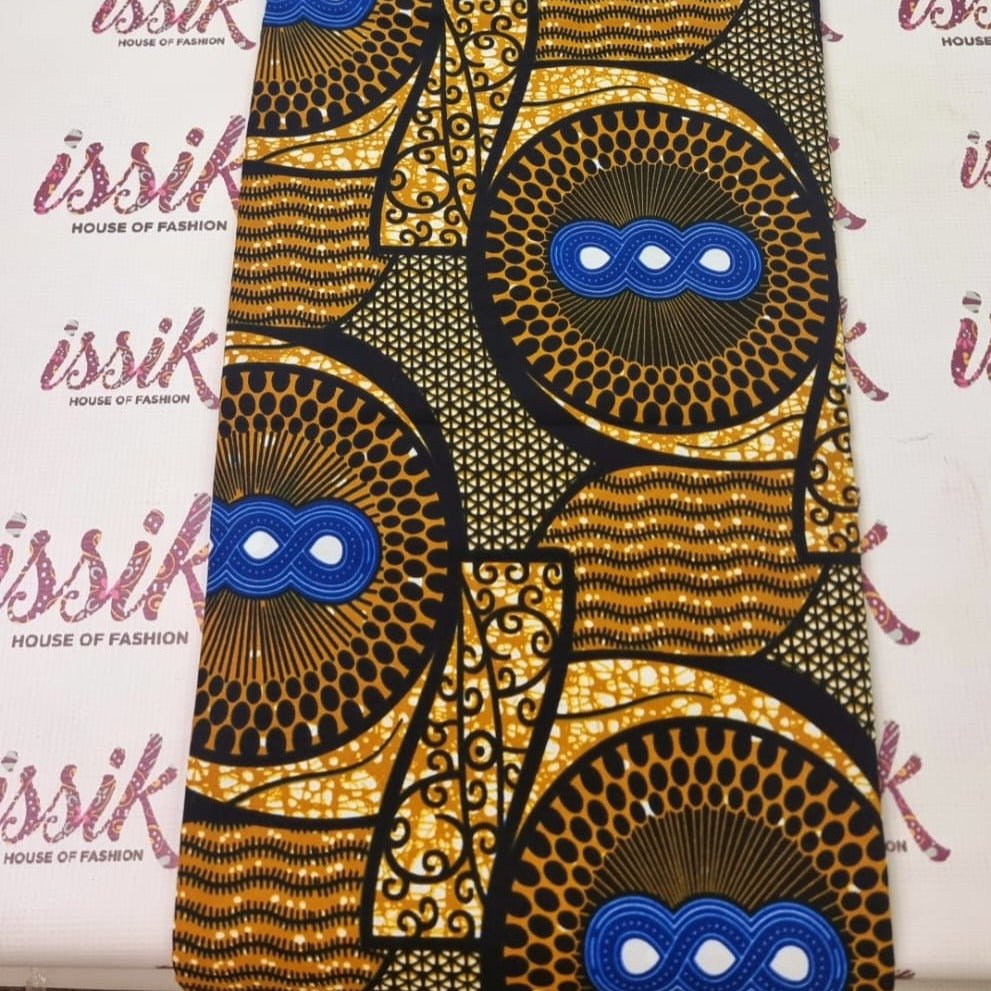 Brown & Blue African Print Fabric - House of Prints