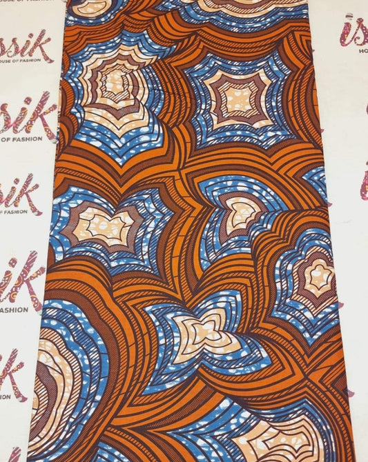 Brown & Blue Ankara - ak8094 - House of Prints
