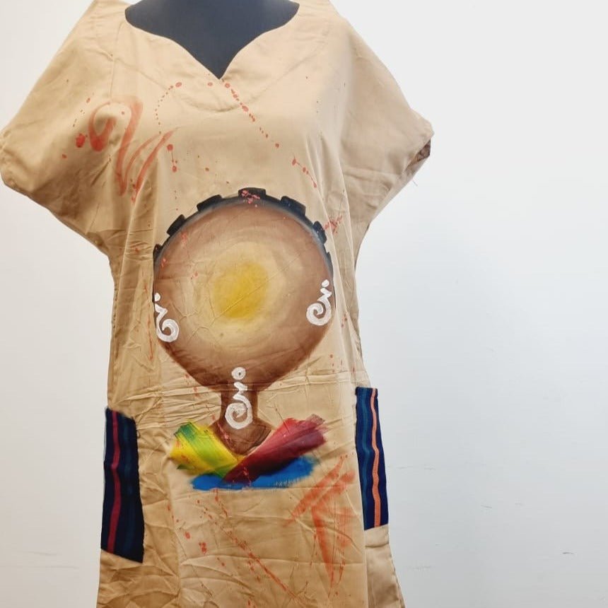 Brown Dress with Artwork - House of Prints