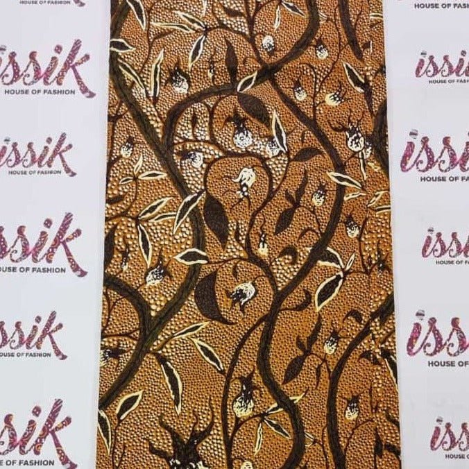 Brown Embellished Gold African Print Fabric - House of Prints