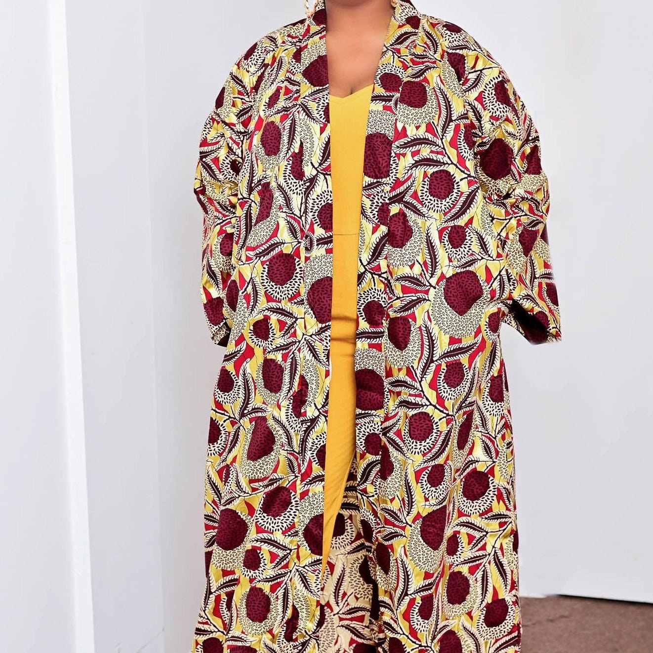 Brown Embellished Golf African Print Kimono Top - rtw135 - House of Prints