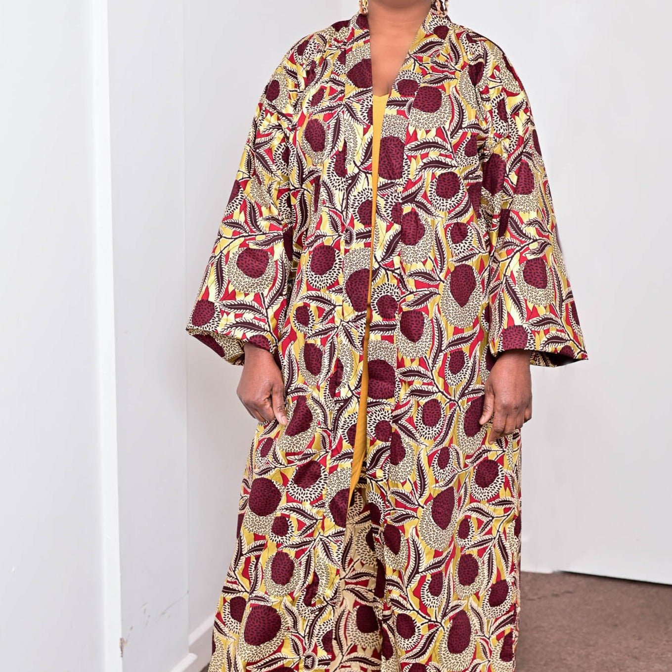 Brown Embellished Golf African Print Kimono Top - rtw135 - House of Prints