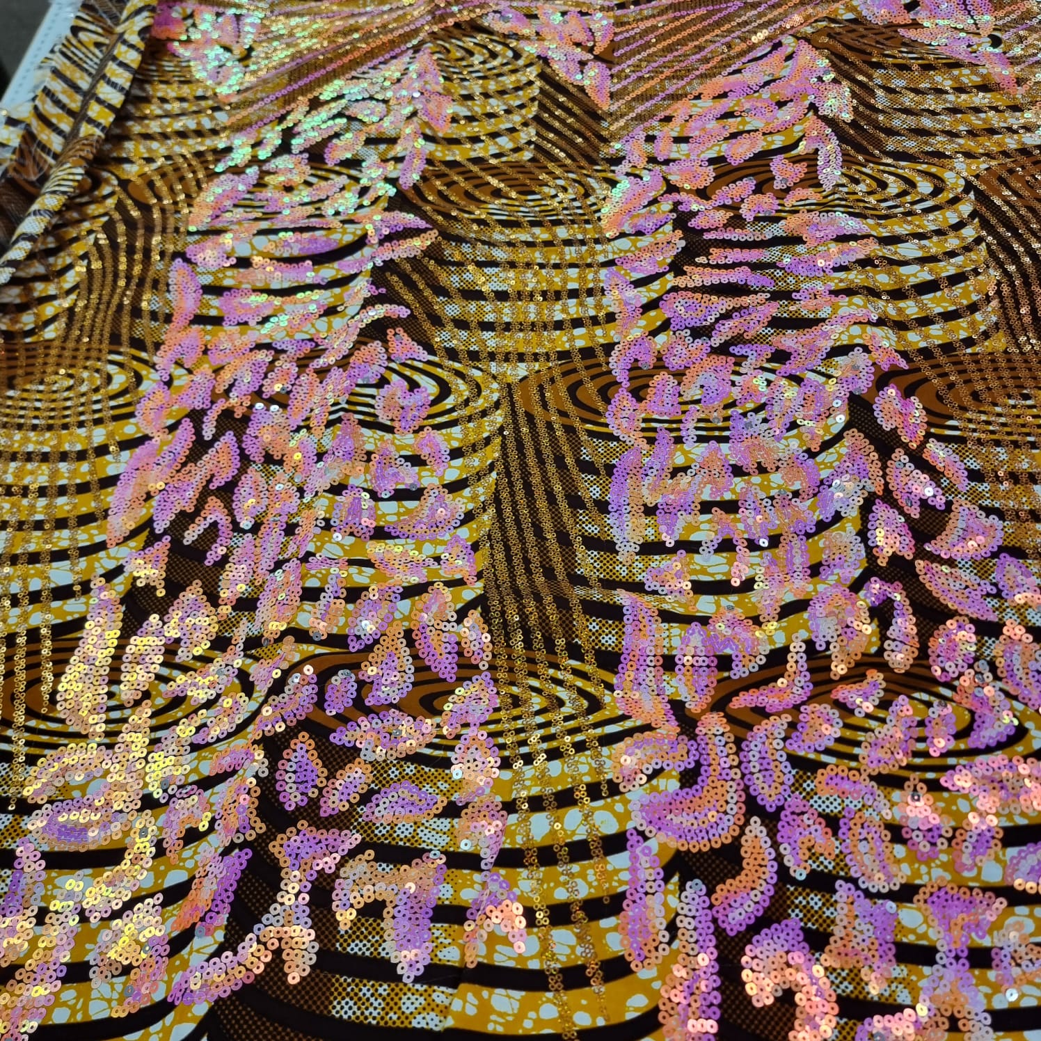 Brown & Gold Sequins Ankara Fabric - House of Prints