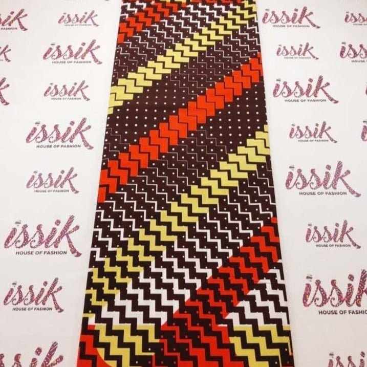 Brown, Yellow and Red Ankara Fabric - House of Prints