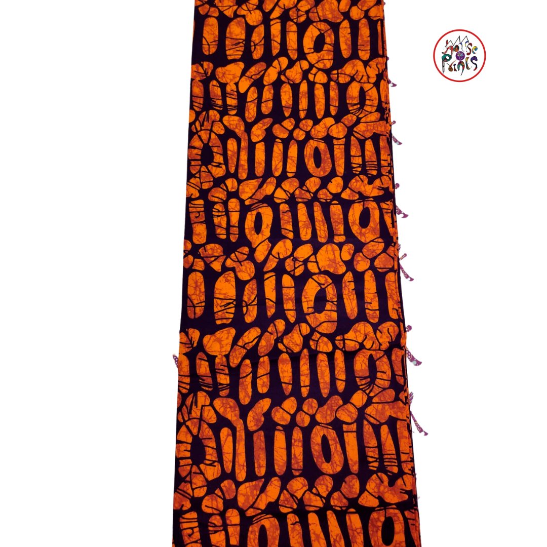 Burnt Orange & Black African Print Fabric - House of Prints