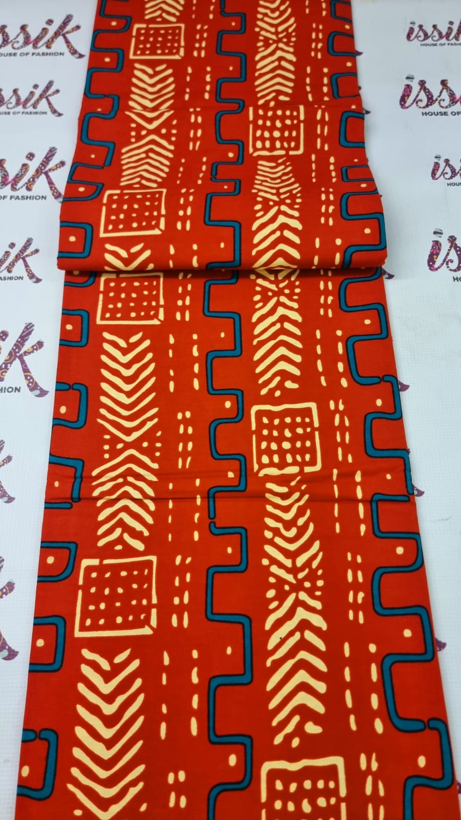 Coral and Blue African Print Fabric - House of Prints