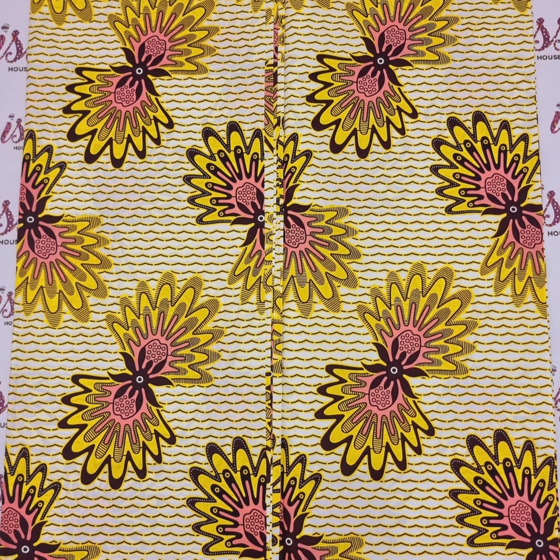 Cream, Yellow & Pink Ankara - ak17016 - House of Prints