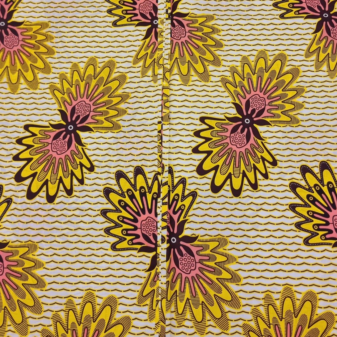 Cream, Yellow & Pink Ankara - ak17016 - House of Prints