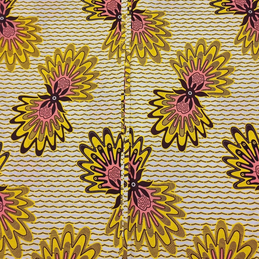 Cream, Yellow & Pink Ankara - ak17016 - House of Prints