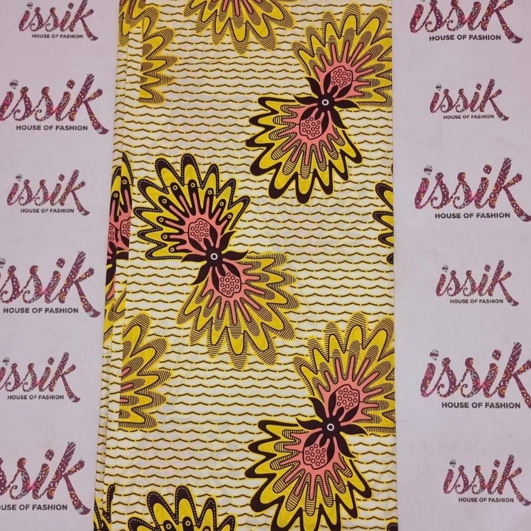 Cream, Yellow & Pink Ankara - ak17016 - House of Prints