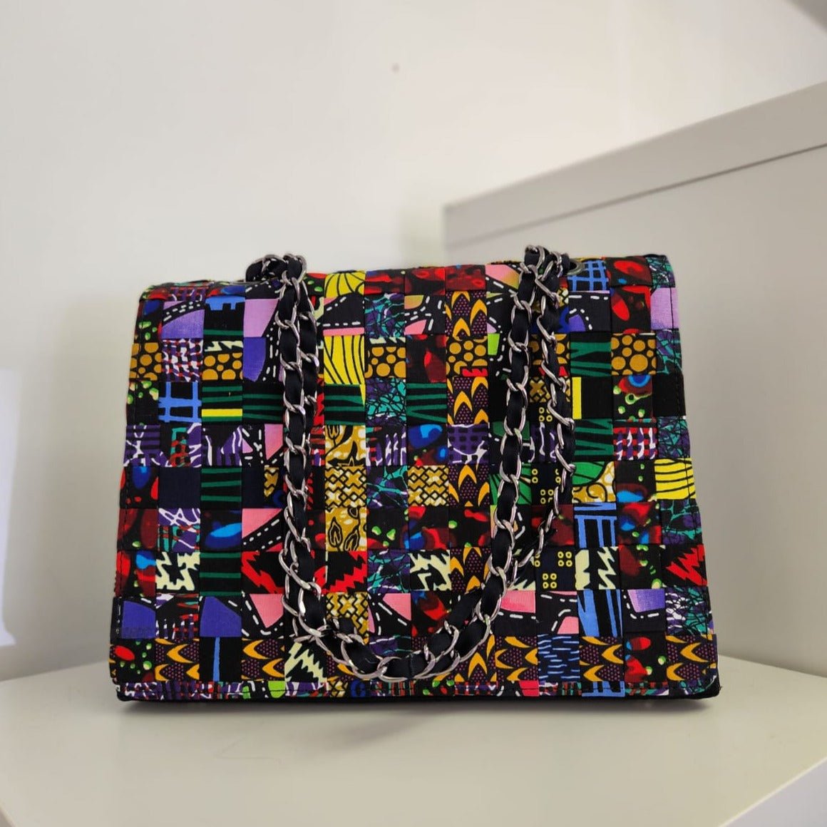 Denim Multicolour Woven Handbag - House of Prints