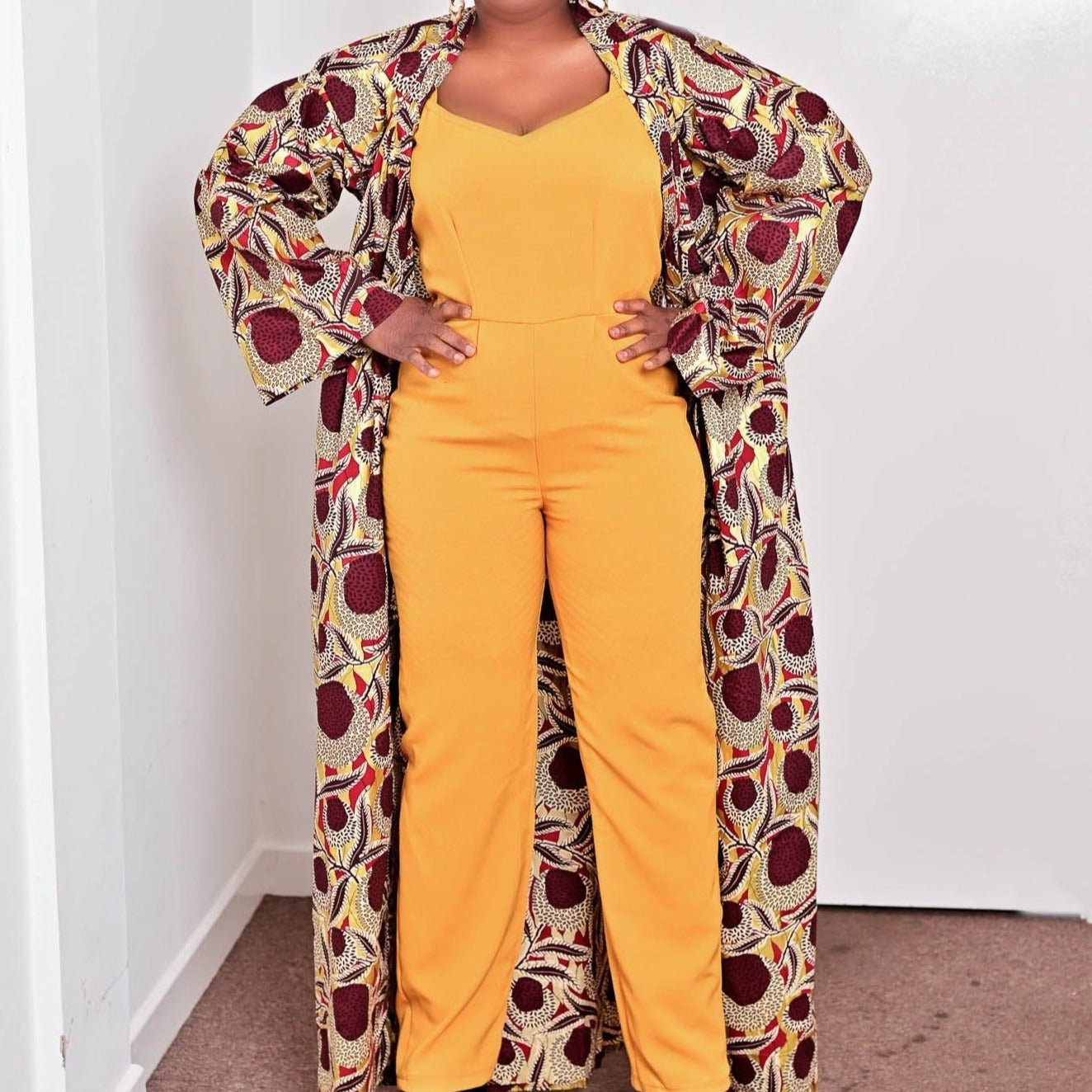 Gold Crepe Jumpsuit - rtw129 - House of Prints