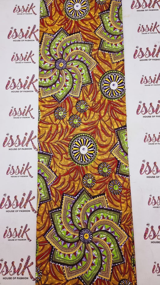 Gold & Green Embellished Gold Ankara - akgld027 - House of Prints