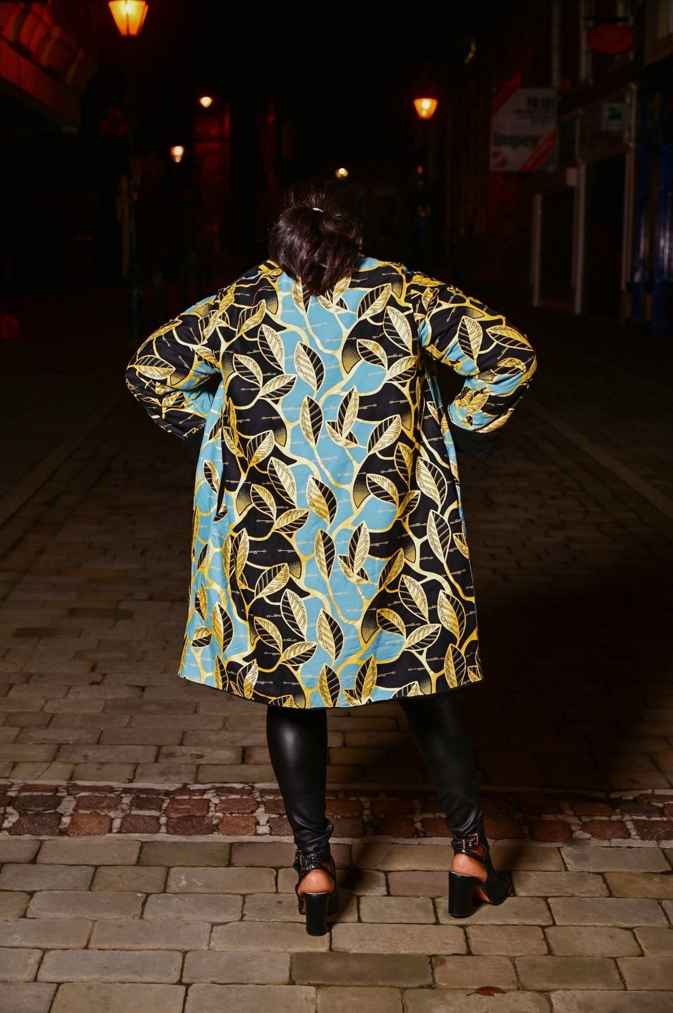 Green and Black African Print Waterfall Coat - rtw014 - House of Prints