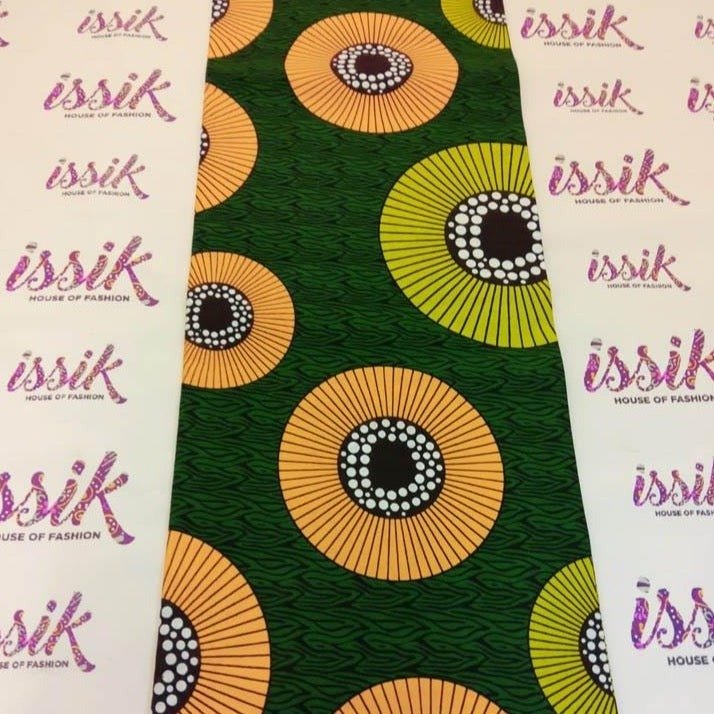 Green and Peach Ankara Fabric - akpy6051 - House of Prints