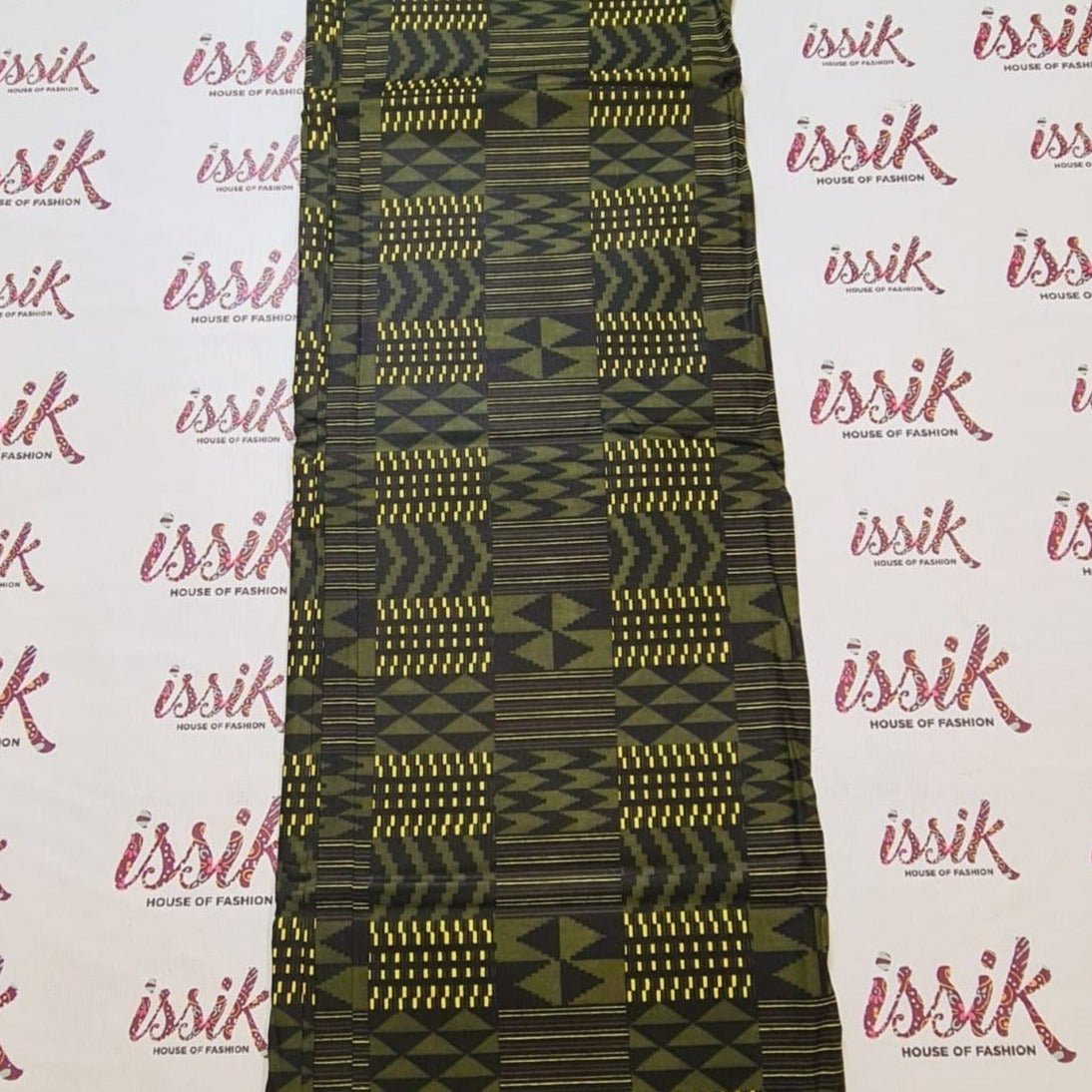 Green and Yellow Kente Ankara Fabric - ak15037 - House of Prints