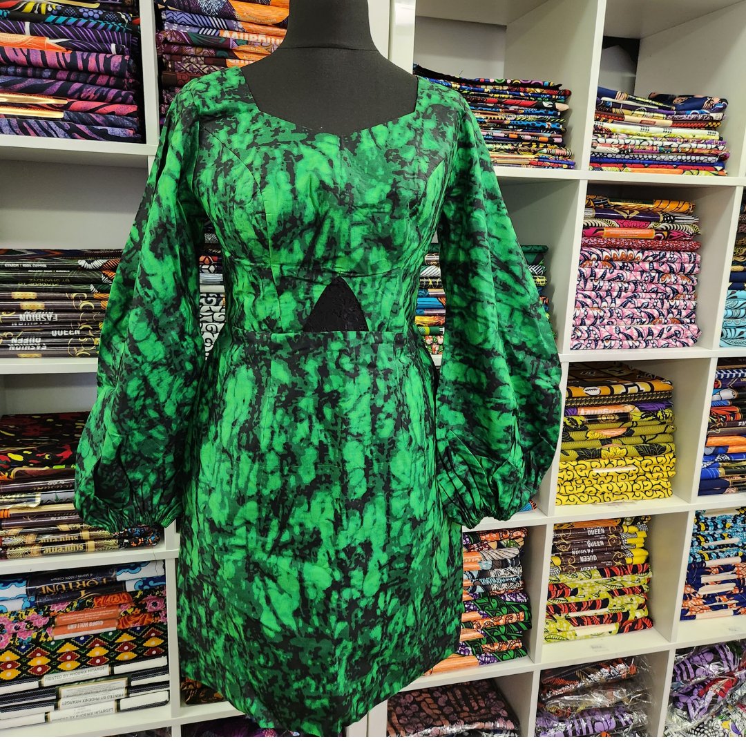 Green Ankara Dress - House of Prints