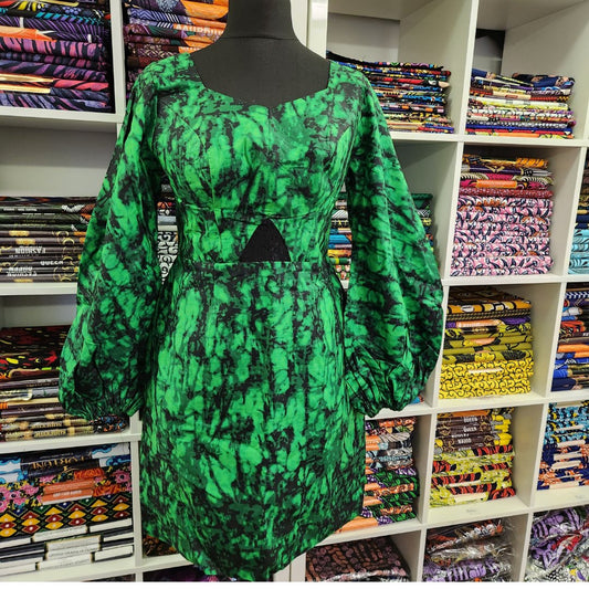 Green Ankara Dress - House of Prints