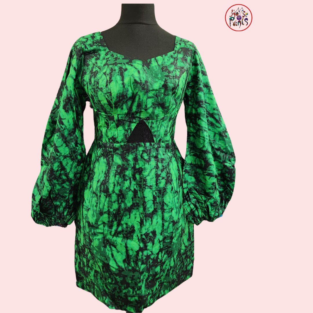 Green Ankara Dress - House of Prints