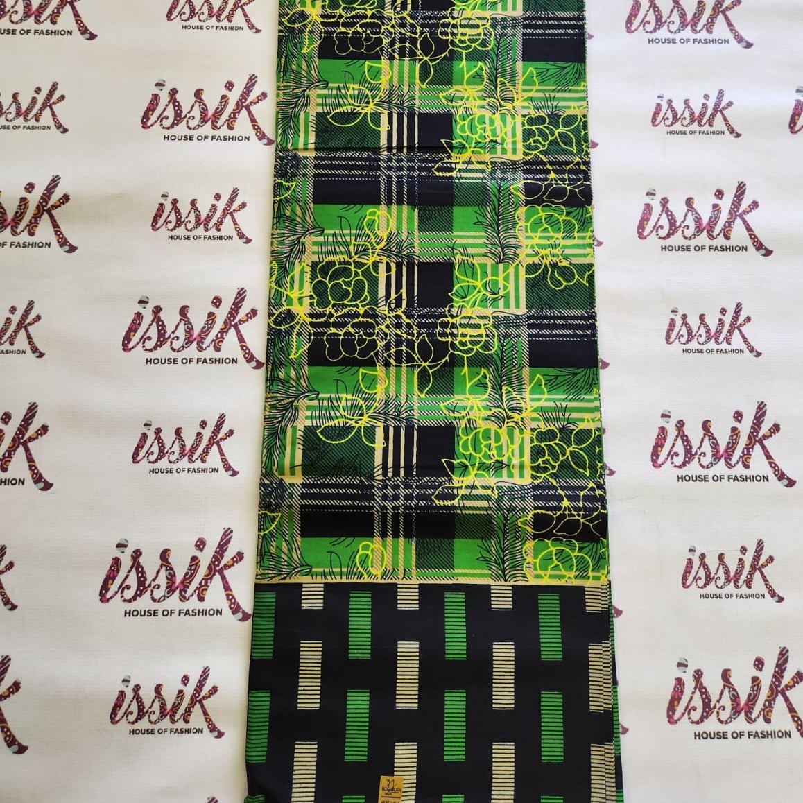 Green & Black African Print Fabric - House of Prints