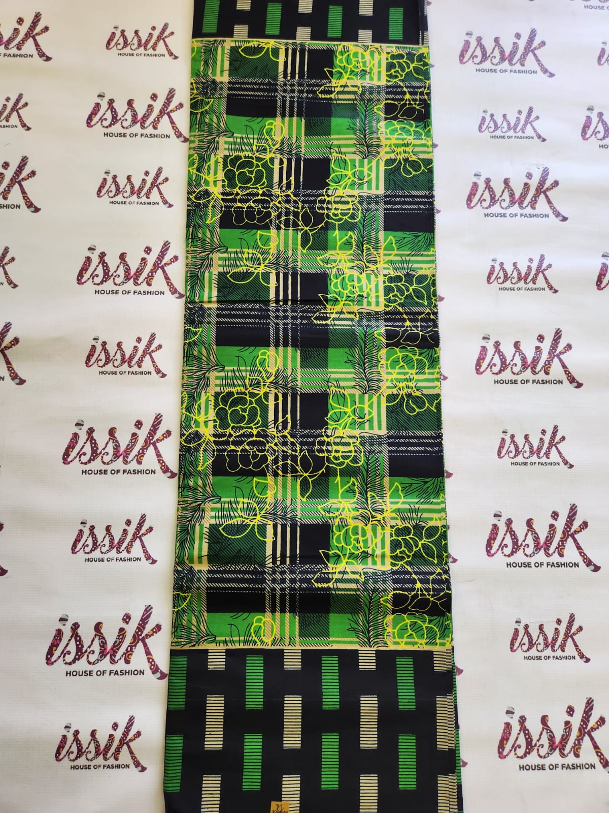 Green & Black African Print Fabric - House of Prints
