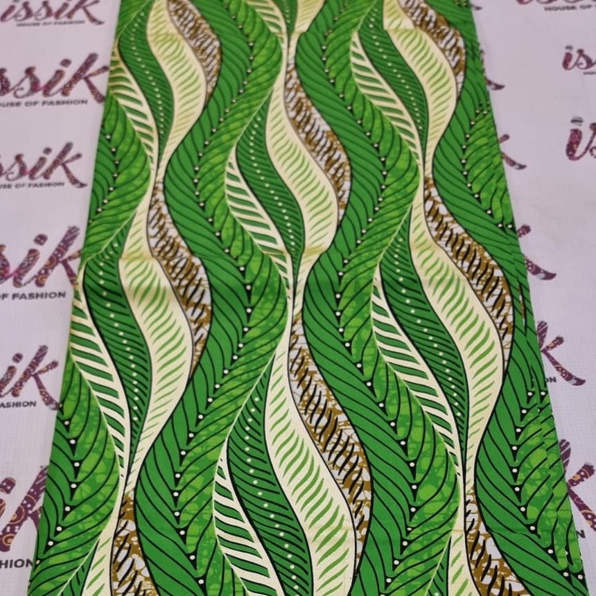 Green & Gold Embellished Ankara Fabric - House of Prints