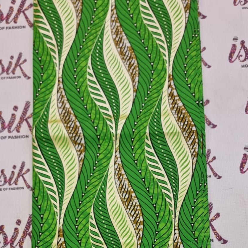 Green & Gold Embellished Ankara Fabric - House of Prints